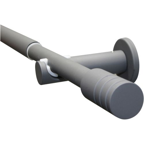 4003018358732 - Gardinenstange Gardinenstangen Set Ø 16 19 mm Gardinenstangen Gr L 190 cm - 340 cm Ø 19 mm 1 St 1 läufig grau Gardinenstangen Wandmontage 1-Lauf