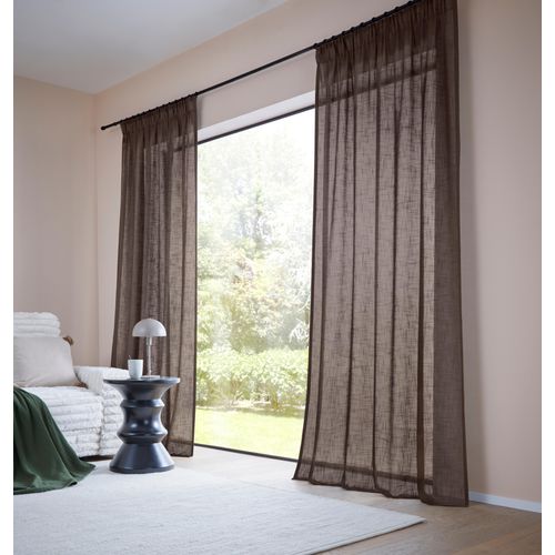 4068222539087 - Gardine LEGER HOME BY LENA GERCKE Marusha Gardinen Gr 145 cm Multifunktionsband 140 cm braun 1 Schal Leinenoptik gewebt verschiedene Größen