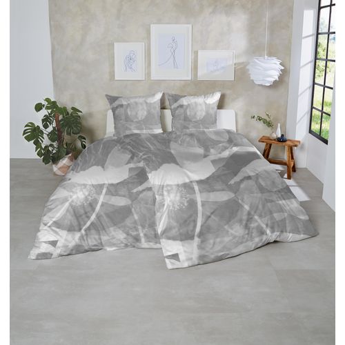 4002895192774 - Bettwäsche PRIMERA Feinbiber-Bettwäsche Gr B L 155 cm x 220 cm Mako-Satin B L 80 cm x 80 cm grau samtweich und natürlich aus reiner Baumwolle