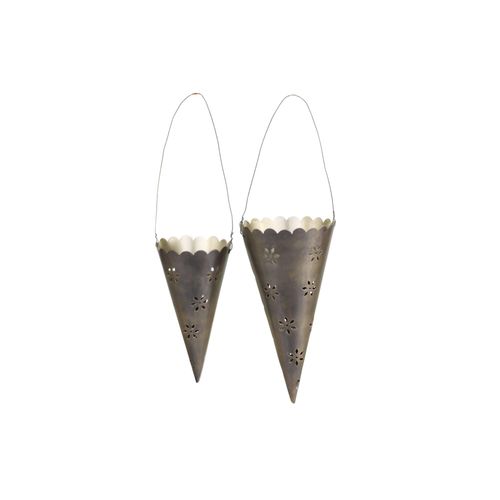 5712750284542 - Chic Antique Spitztüte aus Eisen mit Muster 2er Set H14-175 Ø7-9 cm antique messing 5712750284542 - Chic Antique Spitztüte aus Eisen mit Muster 2er Set H14-175 Ø7-9 cm antique messing