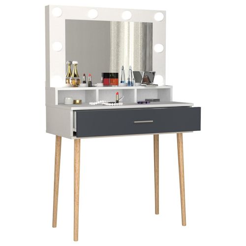 4051814431487 - Frisiertisch Maße ca H 133 x B 80 x T 40 cm Schminktisch mit Schublade und Spiegel Kosmetiktisch - Lindas 4051814431487 - Frisiertisch Maße ca H 133 x B 80 x T 40 cm Schminktisch mit Schublade und Spiegel Kosmetiktisch - Lindas