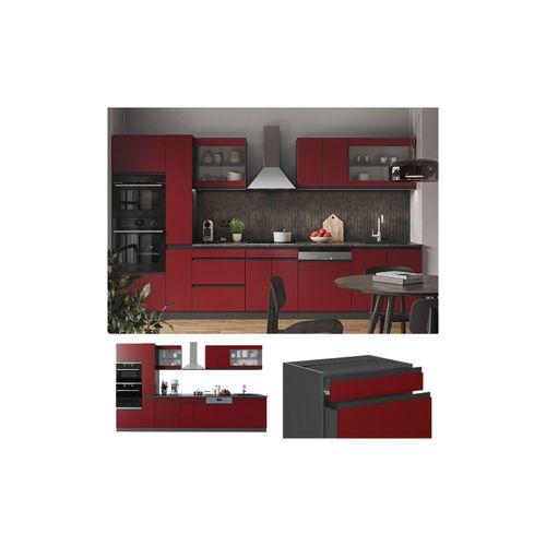 4066731230341 - Küchenzeile Küchenblock Einbauküche R-Line J-Shape Anthrazit Rot 350 cm modern Küchenschränke Küchenmöbel 4066731230341 - Küchenzeile Küchenblock Einbauküche R-Line J-Shape Anthrazit Rot 350 cm modern Küchenschränke Küchenmöbel