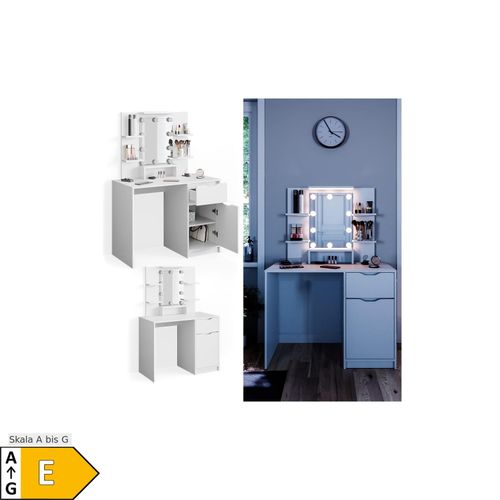 4251421951518 - Schminktisch Ruben weiß mit LED-Beleuchtung Frisiertisch Frisierkommode 4251421951518 - Schminktisch Ruben weiß mit LED-Beleuchtung Frisiertisch Frisierkommode