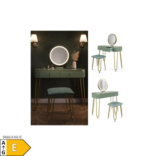 4066731228256 - Schminktisch Frisiertisch Schminkkommode Grace Hellgrün Hochglanz LED-Spiegel Hocker 100x126 cm modern Schlafzimmer Kommode Schublade Ablage Aufbewahrung Kosmetiktisch Schminkkonsole Make-Up-Tisch 4066731228256 - Schminktisch Frisiertisch Schminkkommode Grace Hellgrün Hochglanz LED-Spiegel Hocker 100x126 cm modern Schlafzimmer Kommode Schublade Ablage Aufbewahrung Kosmetiktisch Schminkkonsole Make-Up-Tisch