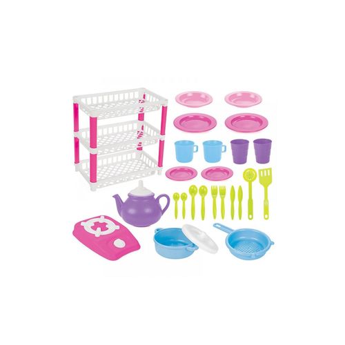 8693461033377 - Pilsan Spielzeuggeschirr 03337 drei Ebenen 26 teilig Besteck Teller Topf Herd rosa 8693461033377 - Pilsan Spielzeuggeschirr 03337 drei Ebenen 26 teilig Besteck Teller Topf Herd rosa