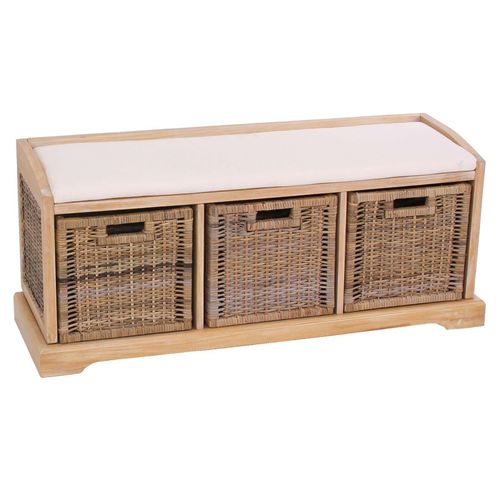 4052826028221 - Sitzbank Adana Aufbewahrungsbox 3 Körbe Kubu-Rattan-Geflecht 112x46x37cm ~ hell 4052826028221 - Sitzbank Adana Aufbewahrungsbox 3 Körbe Kubu-Rattan-Geflecht 112x46x37cm ~ hell