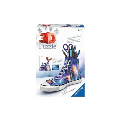 4005556112517 - Ravensburger 3D Puzzle 11251 Sneaker Astronauten im Weltall - Praktischer Stiftehalter - 108 Teile - Schreibtisch-Organizer für Kinder ab 8 Jahren