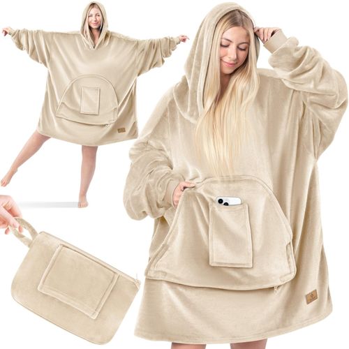 4255598312301 - KESSER® Hoodie Decke Kuscheldecke mit Ärmeln Deckenpullover Vielseitig Tragbare Decke zum Anziehen für Damen & Herren Sweatshirt Warm Kuschelpullover Erwachsene weich Ärmeldecke Oversize