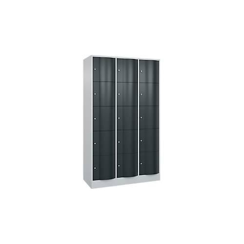 4063332188019 - Schließfachschrank Resisto 3 Abteile 15 Fächer B 1148 x T 540 x H 1950 mm Lichtgrau Anthrazitgrau 4063332188019 - Schließfachschrank Resisto 3 Abteile 15 Fächer B 1148 x T 540 x H 1950 mm Lichtgrau Anthrazitgrau