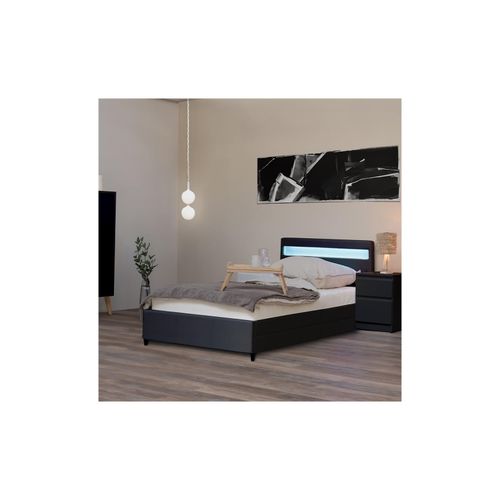 4058166268181 - Led Bett nube - Dunkelgrau 90 x 200 cm - inkl Matratze Lattenrost und Schubladen i Polsterbett Design Bett inkl Beleuchtung - Home Deluxe 4058166268181 - Led Bett nube - Dunkelgrau 90 x 200 cm - inkl Matratze Lattenrost und Schubladen i Polsterbett Design Bett inkl Beleuchtung - Home Deluxe
