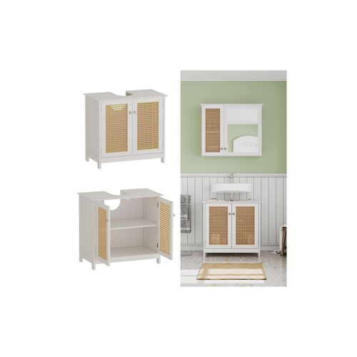 4066731336760 - Waschtischunterschrank Rosario 60 x 58 cm Weiß 2 Türen Badezimmer modern 4066731336760 - Waschtischunterschrank Rosario 60 x 58 cm Weiß 2 Türen Badezimmer modern