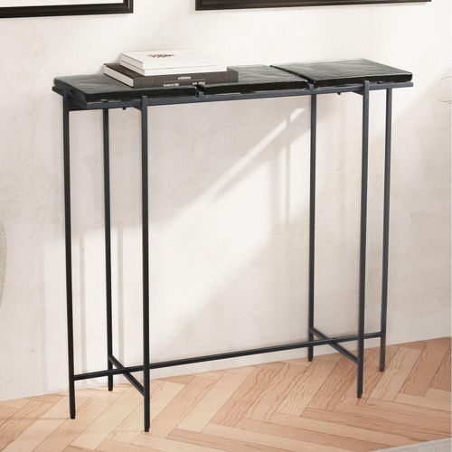 4251757723056 - Konsolentisch Schwarz 90x29x85 cm Design Anrichte Glas Flur Ablagetisch mit Metallgestell Schmal Modern Flurtisch mit abnehmbaren Tischplatten 4251757723056 - Konsolentisch Schwarz 90x29x85 cm Design Anrichte Glas Flur Ablagetisch mit Metallgestell Schmal Modern Flurtisch mit abnehmbaren Tischplatten