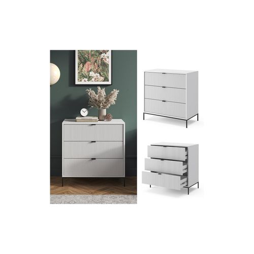 4066731444649 - Kommode Eliza Weiß 80 x 812 cm mit 3 Schubladen Vicco