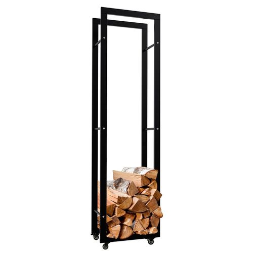 4255716340476 - Kaminholzständer Keri mit Rollen I Kaminholzregal aus schwarzem Metall I Aufbewahrung für Brennholz 4255716340476 - Kaminholzständer Keri mit Rollen I Kaminholzregal aus schwarzem Metall I Aufbewahrung für Brennholz