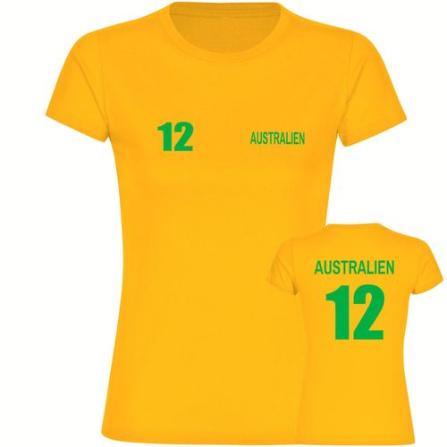 4068859277406 - multifanshop Damen T-Shirt - Australien - Trikot Nummer 12 - Druck grün - Frauen