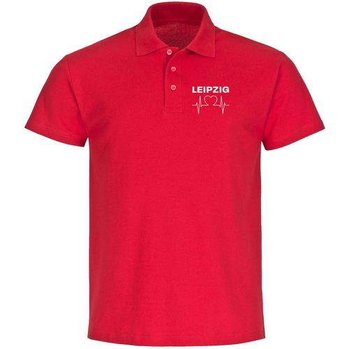 4068859112172 - multifanshop Poloshirt - Leipzig - Herzschlag - Druck weiß - Polo 4068859112172 - multifanshop Poloshirt - Leipzig - Herzschlag - Druck weiß - Polo