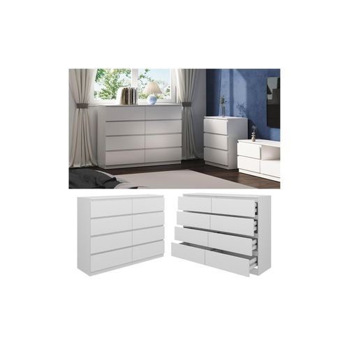 4066731351114 - Kommode Calisto Weiß 138 x 1015 cm mit 8 Schubfächer Sideboard Schrank 4066731351114 - Kommode Calisto Weiß 138 x 1015 cm mit 8 Schubfächer Sideboard Schrank