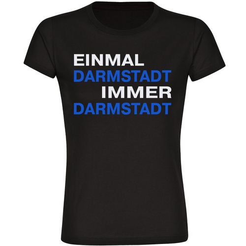4068859057558 - multifanshop Damen T-Shirt - Darmstadt - Einmal Immer - Druck blau - Frauen