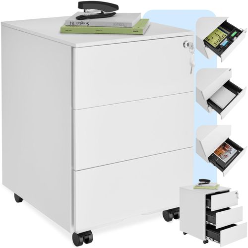 4061173261458 - tectake® Aktenrollschrank aus pulverbeschichtetem Stahl herausnehmbarer Einsatz für Büroutensilien 39 x 45 x 55 cm