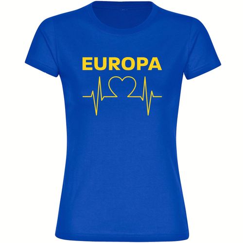 4068859303679 - multifanshop Damen T-Shirt - Europa - Herzschlag - Druck gelb - Frauen