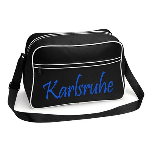 4068859519391 - multifanshop Retrotasche - Karlsruhe - Schriftzug - Druck blau - Tasche