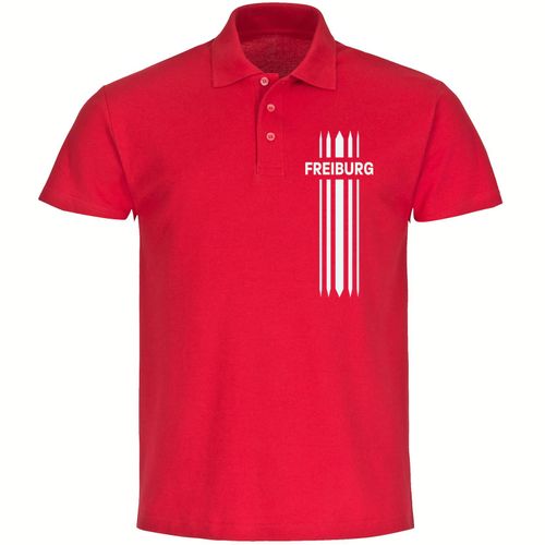 4068859123529 - multifanshop Poloshirt - Freiburg - Streifen - Druck weiß - Polo