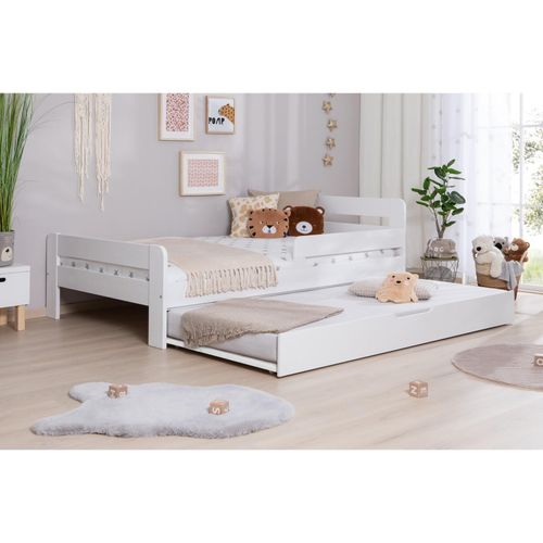 4251105970811 - TiCAA Einzelbett Kinderbett Jugendbett Bennet mit Zusatzbett Rausfallschutz & Lattenrost für Schlafzimmer Kinderzimmer Kiefer Massivholz Bettgestell 120 x 200 cm 4251105970811 - TiCAA Einzelbett Kinderbett Jugendbett Bennet mit Zusatzbett Rausfallschutz & Lattenrost für Schlafzimmer Kinderzimmer Kiefer Massivholz Bettgestell 120 x 200 cm