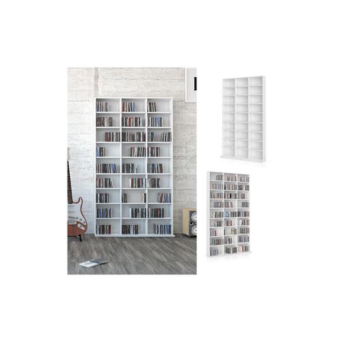 4251421913899 - Wandregal CD DVD Regal Standregal Medienregal Regalwand Bücherregal Weiß