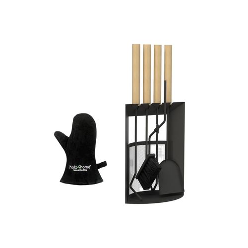 4260750013651 - holz4home® 6-tlg Kaminbesteck Schwarz mit Holzgriff inkl Ofenhandschuh 4260750013651 - holz4home® 6-tlg Kaminbesteck Schwarz mit Holzgriff inkl Ofenhandschuh