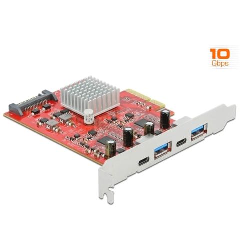 4043619890415 - DeLOCK USB-Controller PCIe x4> 2x USB 32 Gen 2 Typ-A + 2x USB-C