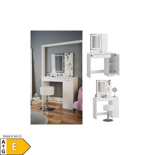 4066731228164 - Schminktisch Frisiertisch Schminkkommode Julia Weiß LED-Spiegel Hocker 90x138 cm modern Schlafzimmer Kommode Schublade Ablage Aufbewahrung Kosmetiktisch Schminkkonsole Make-Up-Tisch 4066731228164 - Schminktisch Frisiertisch Schminkkommode Julia Weiß LED-Spiegel Hocker 90x138 cm modern Schlafzimmer Kommode Schublade Ablage Aufbewahrung Kosmetiktisch Schminkkonsole Make-Up-Tisch