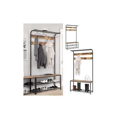4251421940437 - VICCO Garderobenständer FYRK Garderobe Schuhregal Kleiderständer mit Sitzbank 4251421940437 - VICCO Garderobenständer FYRK Garderobe Schuhregal Kleiderständer mit Sitzbank