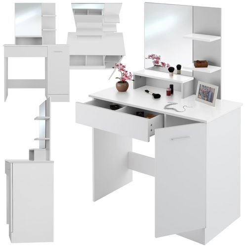 4061173262233 - tectake® Schminktisch im modernen Look 3 offene Ablagen unterteilte Schublade 90 x 40 x 1375 cm 4061173262233 - tectake® Schminktisch im modernen Look 3 offene Ablagen unterteilte Schublade 90 x 40 x 1375 cm