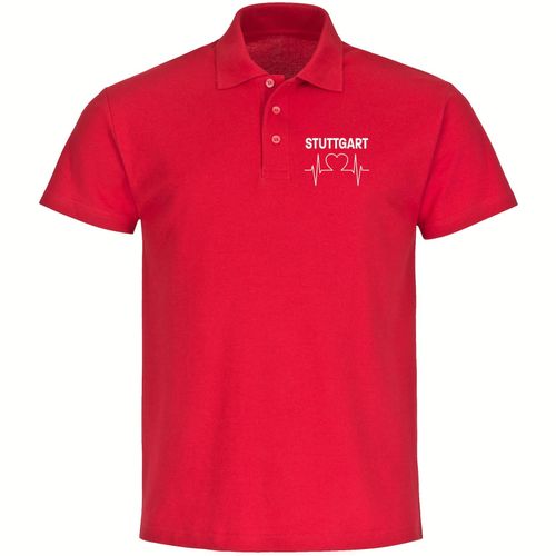 4068859117832 - multifanshop Poloshirt - Stuttgart - Herzschlag - Druck weiß - Polo