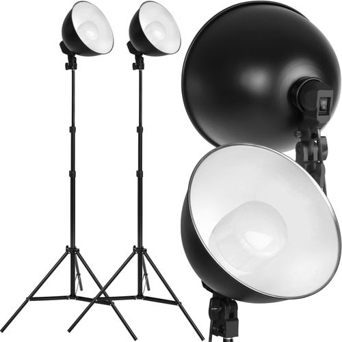 4260182877289 - tectake® 2er-Set Studioleuchte mit Lampenschirm und ausziehbarem Stativ 6500K Dauerlicht geringes Gewicht 4260182877289 - tectake® 2er-Set Studioleuchte mit Lampenschirm und ausziehbarem Stativ 6500K Dauerlicht geringes Gewicht