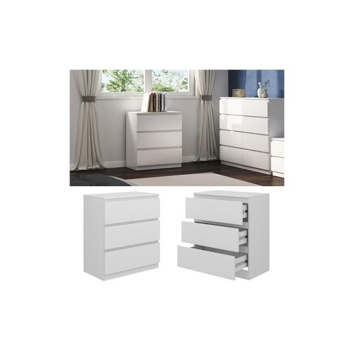 4066731351121 - Kommode Calisto Weiß 70 x 785 cm mit 3 Schubfächer Highboard Schrank