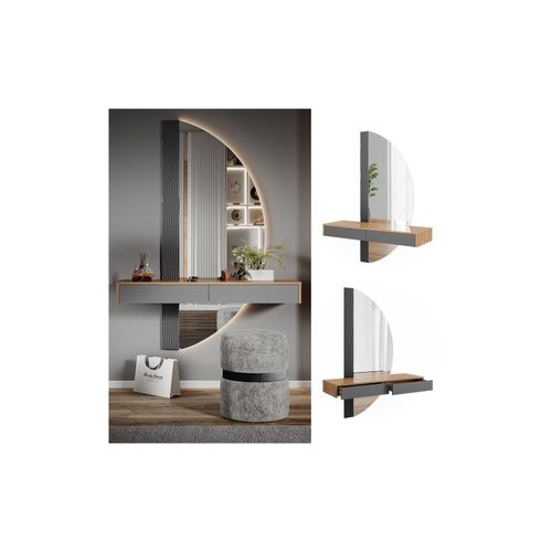 4066731405725 - Schminktisch Melisa Eiche Grau 120 cm mit 2 Schubladen