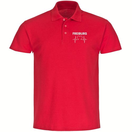 4068859107611 - multifanshop Poloshirt - Freiburg - Herzschlag - Druck weiß - Polo 4068859107611 - multifanshop Poloshirt - Freiburg - Herzschlag - Druck weiß - Polo