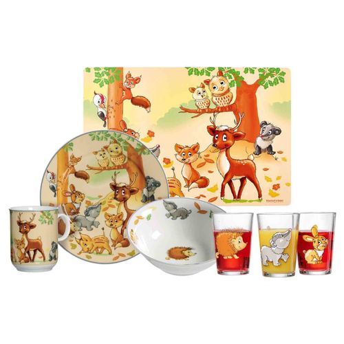 4262418976261 - Geschirr-Set mit Kinderbecher Waldtiere 7er Set 4262418976261 - Geschirr-Set mit Kinderbecher Waldtiere 7er Set
