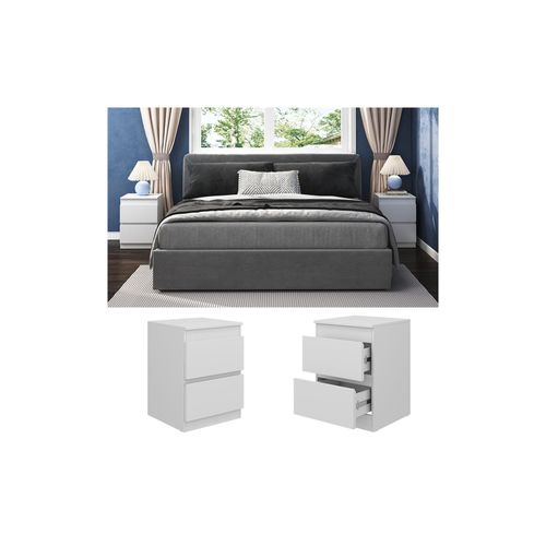 4066731352883 - Nachtschrank Calisto Weiß 40 x 55 cm 2er-Set Schublade Kommode Schlafzimmer 4066731352883 - Nachtschrank Calisto Weiß 40 x 55 cm 2er-Set Schublade Kommode Schlafzimmer