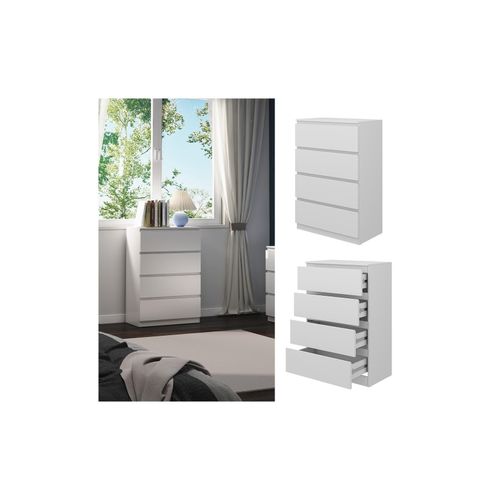 4066731351138 - Kommode Calisto Weiß 70 x 102 cm mit 4 Schubfächer Schrank Wohnzimmer 4066731351138 - Kommode Calisto Weiß 70 x 102 cm mit 4 Schubfächer Schrank Wohnzimmer