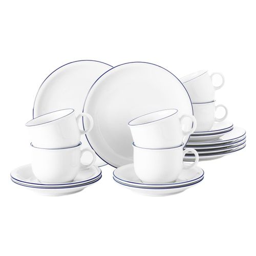 4003106995108 - Kaffeeservice SELTMANN WEIDEN Geschirr-Set Service Compact Blaurand Geschirr-Sets Gr 18 tlg weiß (weiß blau) Geschirr-Sets für 6 Personen Made in Germany 18 Teile