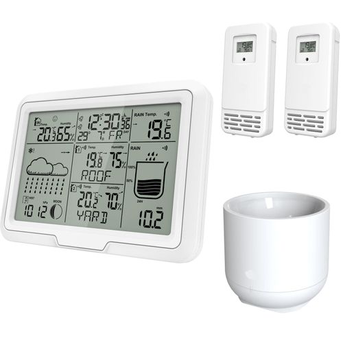 4005197628620 - Miraval Design Funk-Wetterstation mit 2 benennbaren Sensoren + Regenmesser Mondphasenanzeige