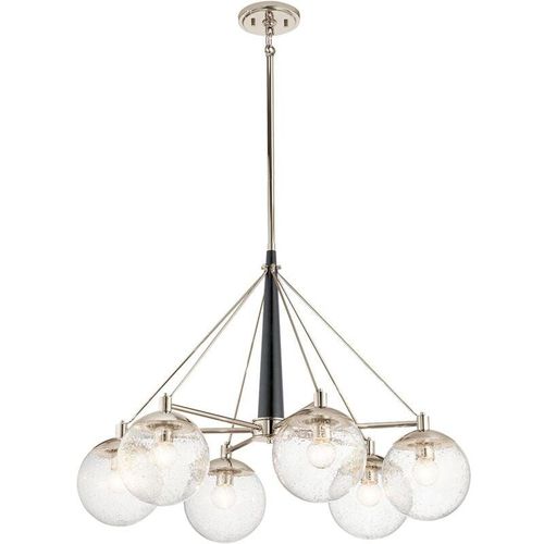 4255596733573 - Licht-erlebnisse - Hängelampe Metall Glas h max 1671 cm Nickel poliert E27 Kugel Schirm Vintage Design