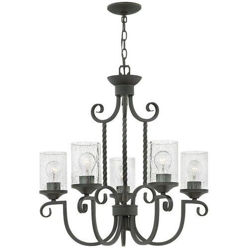 4255596731746 - Licht-erlebnisse - Kronleuchter Metall Glas E27 b 635 cm h max 230 cm Schwarz Antik Rustikal Lüster Hängeleuchte