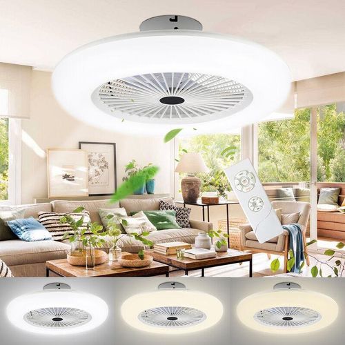 9441002226615 - Tolletour - Deckenventilator 80w led Fernbedienung Timer Dimmbar Lampe Deckenlampe Beleuchtung Leuchte - Weiß