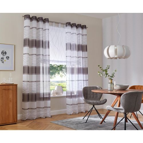 6920192970186 - Gardine MY HOME Jay Gr 1 grau B144cm H145cm Voile Polyester Gardinen Vorhang 2-er Set Fertiggardine transparent Querstreifen Topseller 6920192970186 - Gardine MY HOME Jay Gr 1 grau B144cm H145cm Voile Polyester Gardinen Vorhang 2-er Set Fertiggardine transparent Querstreifen Topseller