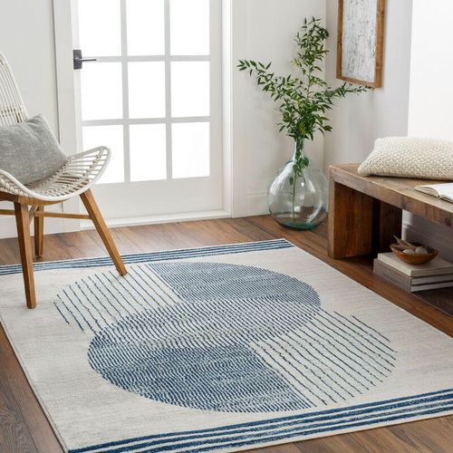 0889292383516 - Surya - Teppich Kurzflor Wohnzimmer Modernes Skandi Design Blau und Beige 160 x 215 cm