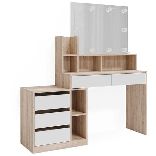 4066731347414 - Schminktisch Anja 1398 x 115 cm Sonoma Weiß Spiegel LED Frisiertisch 4066731347414 - Schminktisch Anja 1398 x 115 cm Sonoma Weiß Spiegel LED Frisiertisch