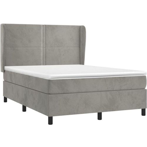 8720287430292 - Boxspringbett mit Matratze Hellgrau 140x200 cm Samt vidaXL 8720287430292 - Boxspringbett mit Matratze Hellgrau 140x200 cm Samt vidaXL